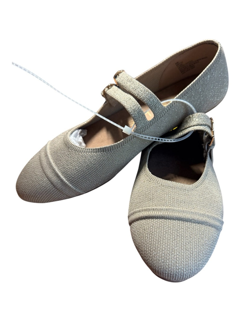 NWT Aerosoles Britt Gold Metallic Shimmer Knit Double Strap Mary Jane Flats